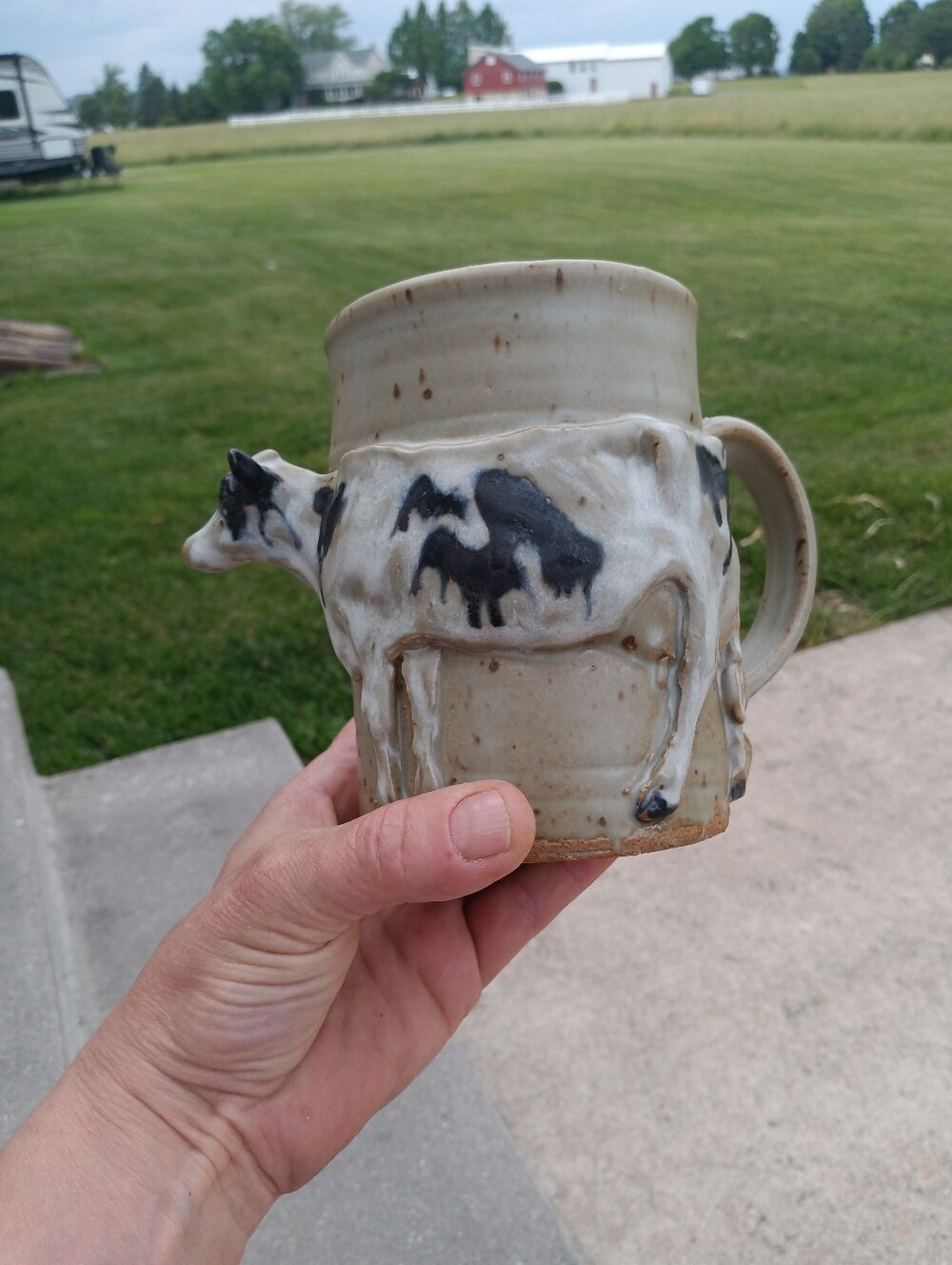 High Horse Farm Pottery USA 3D Mug 2022 Cow Ice Cream Signed